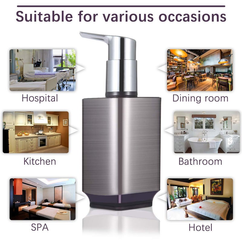 Boperzi 2 Pack Soap Dispenser Rust Proof Refillable Liquid Hand & Dish Soap Dispenser Set Leak Proof Plastic Chorme Pump for Kitchen Bathroom, 10oz - Image 5
